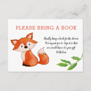 Cute Baby Fox Leaves Bring A Book   Baby Shower Invitation