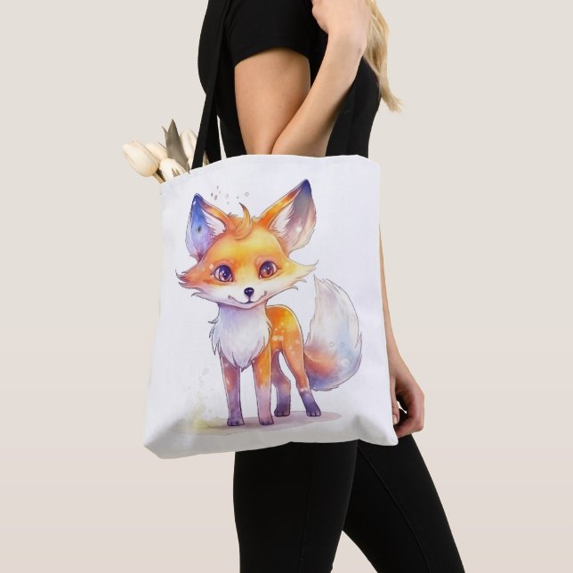 Cute Baby Fox Shoulder Tote (Close Up)