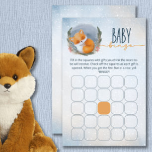 Cute Baby Fox Snowly Winter Baby Shower bingo game