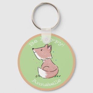 Cute baby fox watercolour illustration keychain