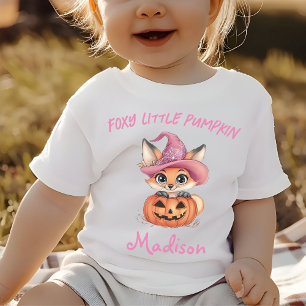 Cute Baby Fox Witch Hat Personalized Name T-Shirt