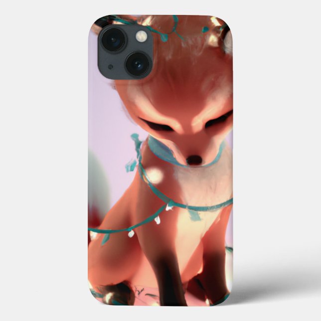 Cute Baby Fox with Fairy Lights iPhone 13 Case (Back)