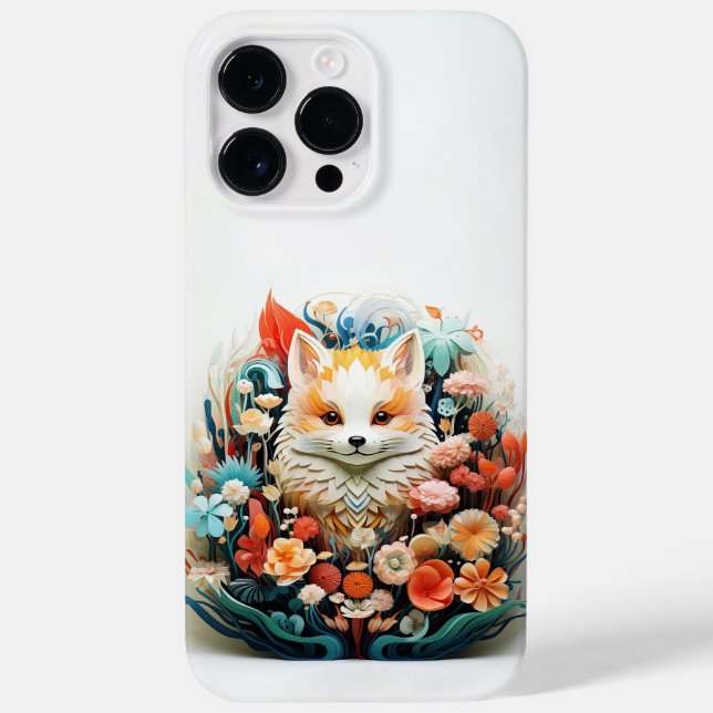 Cute Baby Fox with flowers Paper Cutout Case-Mate iPhone Case (Back)