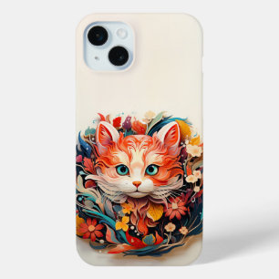 Cute Baby Fox with flowers Paper Cutout iPhone 15 Mini Case