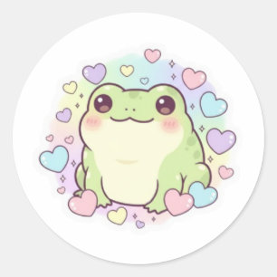 Cute Baby Frog Sticker Kawaii Frog With Hearts Aes