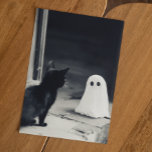 Cute Baby Ghost and Kitten Halloween Postcard<br><div class="desc">This design was created through digital art. It may be personalized by clicking the customize button and changing the colour, adding a name, initials or your favourite words. Contact me at colorflowcreations@gmail.com if you with to have this design on another product. See more of my creations or follow me at...</div>