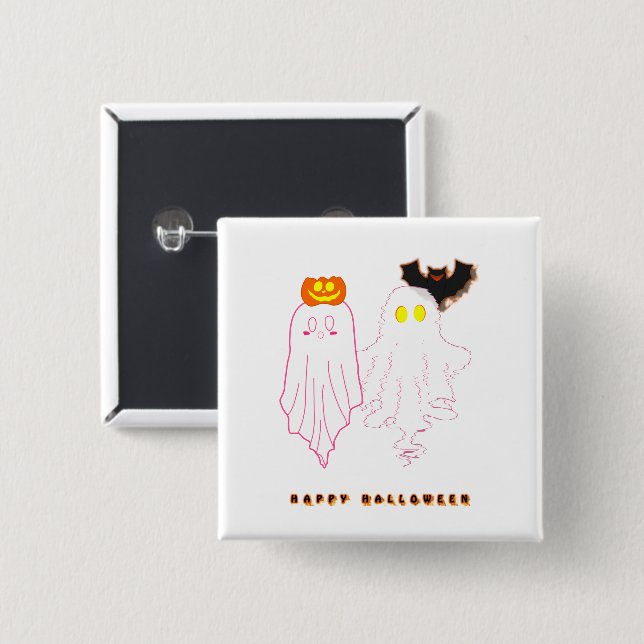 Cute Baby Ghosts Halloween Button (Front & Back)