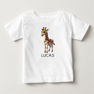Cute Baby Giraffe Animal Kids Personalize T-Shirt