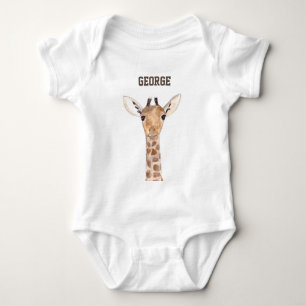 Cute baby giraffe animals watercolor Jungle Bodysuit
