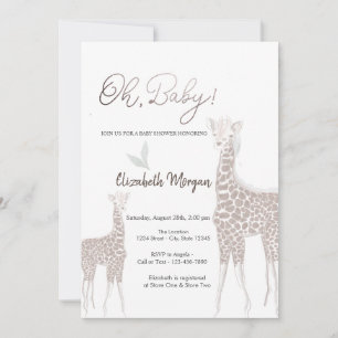 Cute Baby Giraffe Baby Shower Invitation