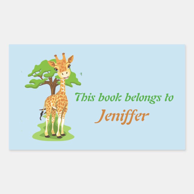 Cute Baby Giraffe Back to School Sticker (Front)