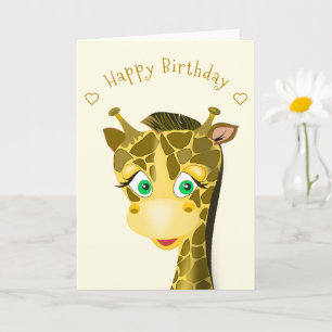 Cute Baby Giraffe Birthday Card