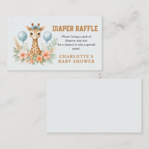 Cute Baby Giraffe Boy Baby Shower Blue Safari Enclosure Card