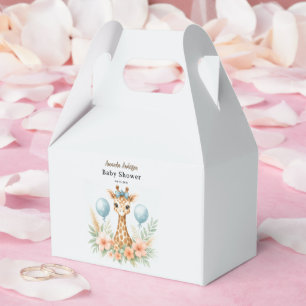 Cute Baby Giraffe Boy Baby Shower   Blue Safari Favor Box