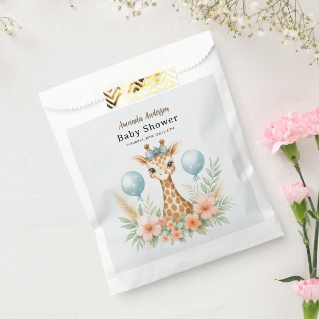 Cute Baby Giraffe Boy Baby Shower | Blue Safari Favour Bag (Sealed)