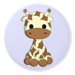 Cute baby giraffe cartoon kids ceramic knob