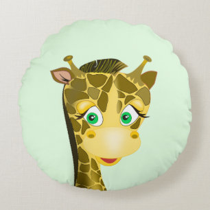 Cute Baby Giraffe - Choose your favourite colour Round Pillow