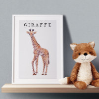 Cute Baby Giraffe Drawing Kids Poster