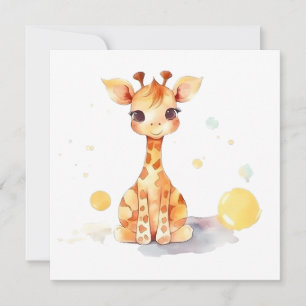 Cute Baby Giraffe Flat Card