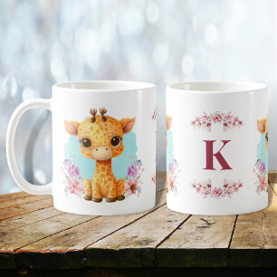 Cute Baby Giraffe Monogram Personalized Customized Coffee Mug