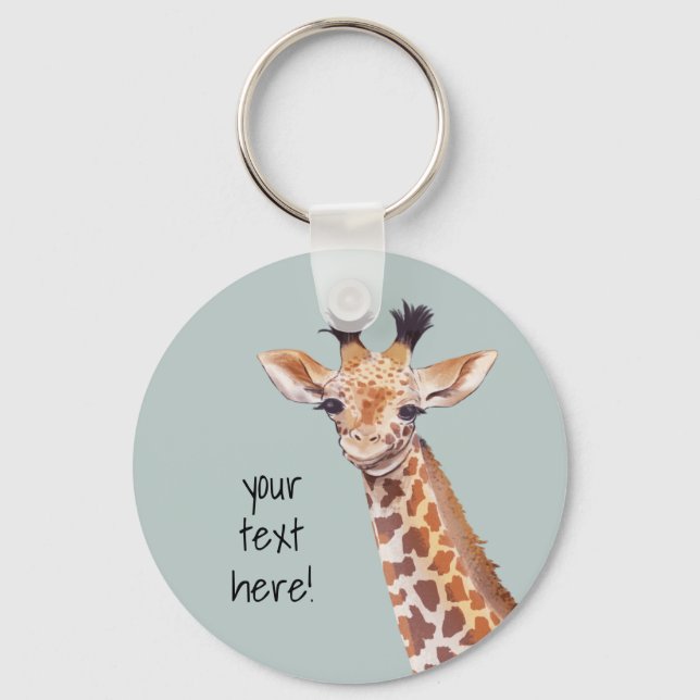 Cute Baby Giraffe  Personalized   Keychain (Front)