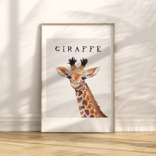 Cute Baby Giraffe Portrait Kids Poster 