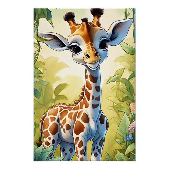 Cute Baby Giraffe Poster (Front)
