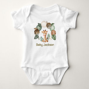Cute Baby Giraffe Safari Animal Print Bodysuit