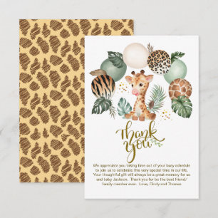 Cute Baby Giraffe Safari Animal Print Thank You Card