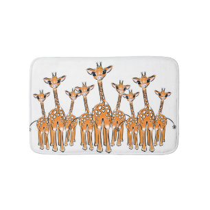 Cute Baby Giraffe, safari animals Bath Mat