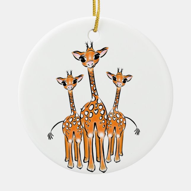 Cute Baby Giraffe, safari animals Ceramic Ornament (Front)