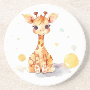 Cute Baby Giraffe Sandstone Coaster
