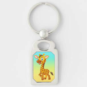 Cute Baby Giraffe Smiling Cartoon-35280 Keychain