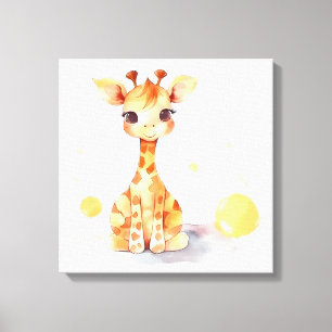 Cute Baby Giraffe Stretched Canvas Print