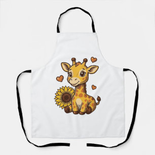 Cute Baby Giraffe Sunflower Vintage Engraving Tee_ Apron