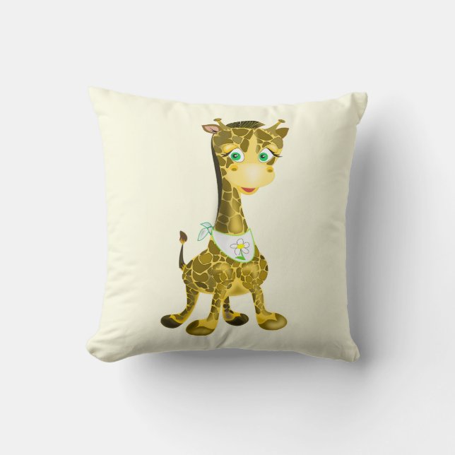 Cute Baby Giraffe Throw Pillow (Front)