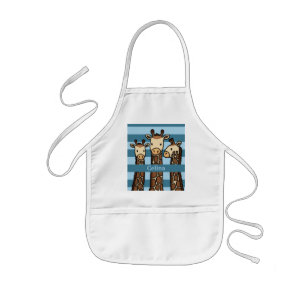 Cute Baby Giraffe Trio, Add Child's Name Kids Apron
