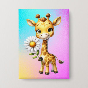Cute Baby Giraffe with Daisy Flower-88681