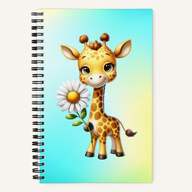 Cute Baby Giraffe with Daisy Flower-88681 Notebook (Front)