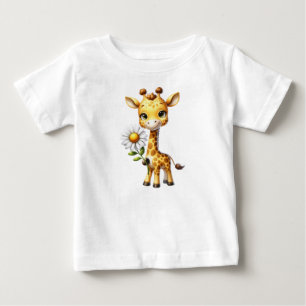 Cute Baby Giraffe with Daisy Flower-88681 T-Shirt