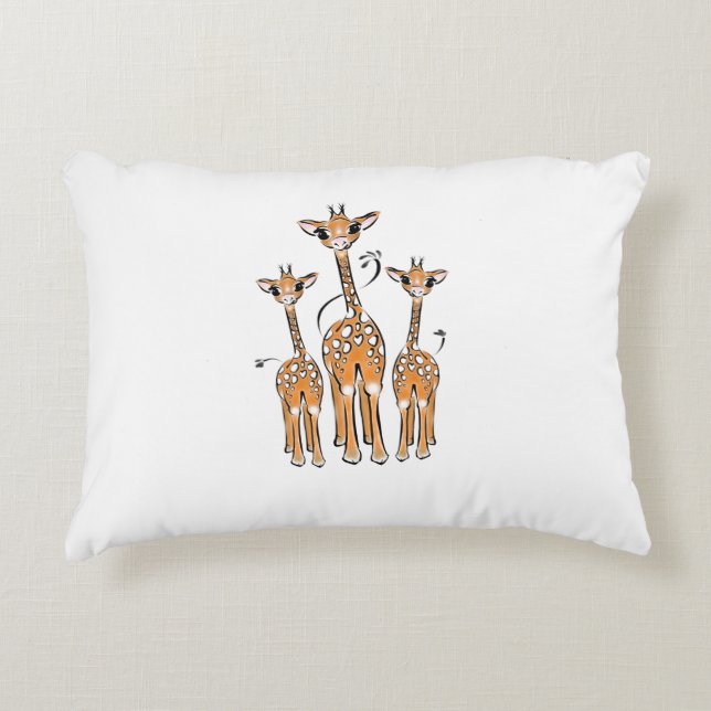 Cute Baby Giraffes, safari animals Accent Pillow (Front)