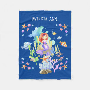cute baby girl add name mermaid fleece blanket