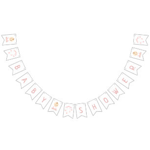 Cute Baby Girl and her Mobile Baby Shower Bunting Flags