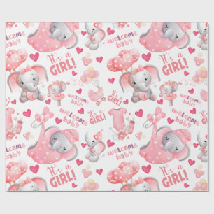 Cute Baby Girl Baby Shower & Newborn Girl Present Wrapping Paper