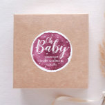 Cute Baby Girl Blush Watercolor and White Stars  Classic Round Sticker<br><div class="desc">Oh baby- pink blush watercolor bloom and white stars illustration baby girl baby shower stickers</div>