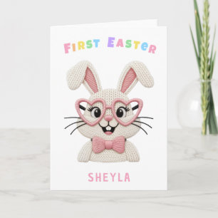 Cute Baby Girl Boy First Easter Bunny Holiday Card