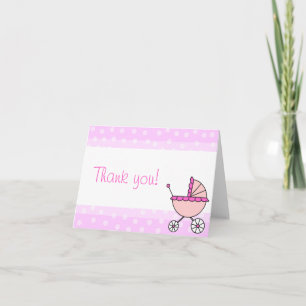 Cute Baby Girl Carriage Design Thank You Cards