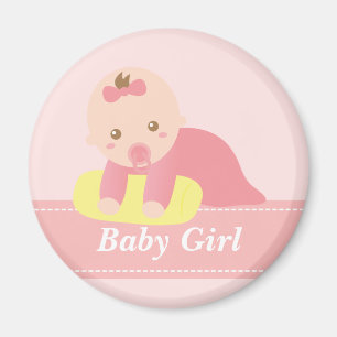 Cute Baby Girl Crawling with Pillow Magnet