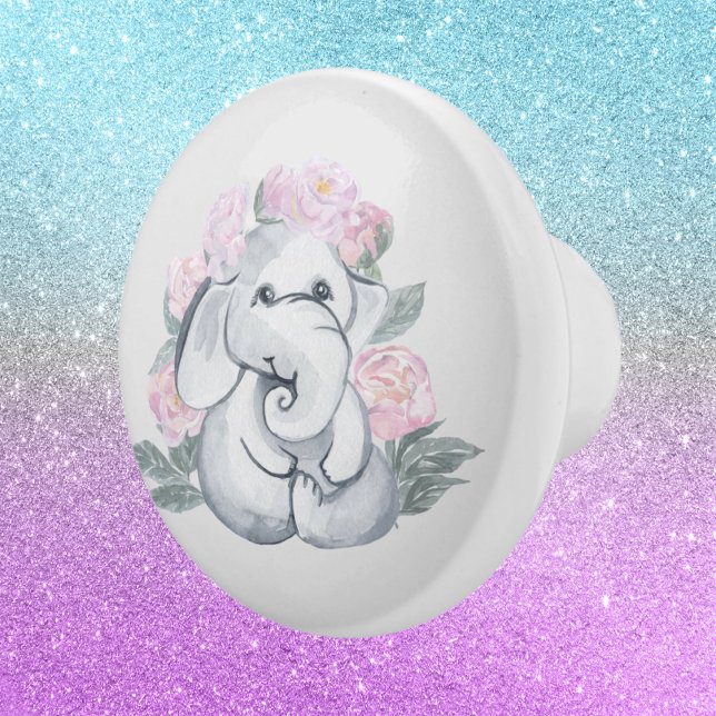 cute baby girl elephant decor ceramic knob (Creator Uploaded)