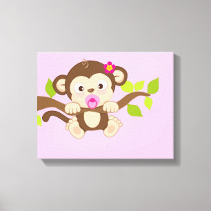 Cute Baby Girl Monkey Canvas Prints